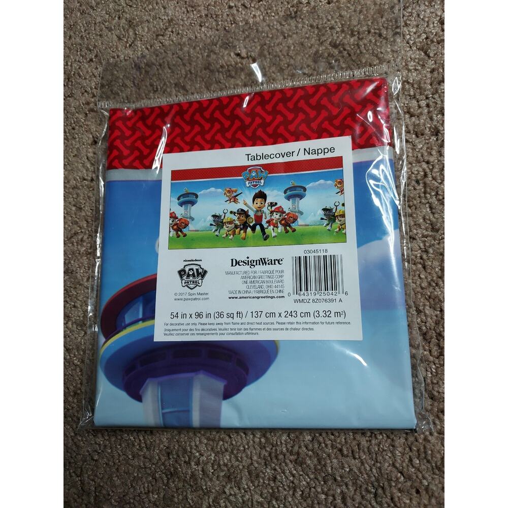 PAW PATROL TABLE COVER Birthday Party Suplies Decoration plastic 54" x 96"